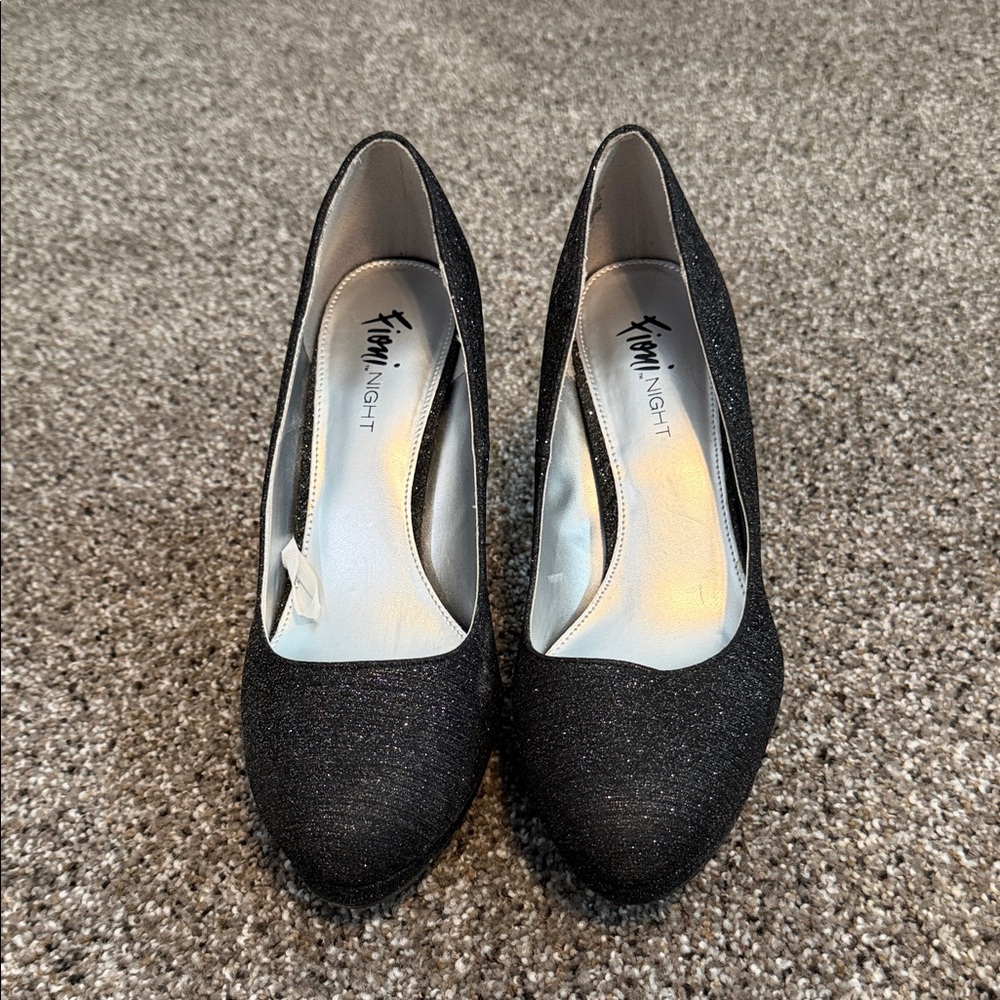 FIONI Clothing Black Glitter Heels